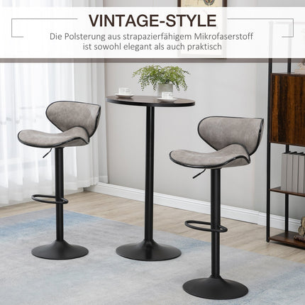 Adjustable faux leather barstools - set of 2 with footrests