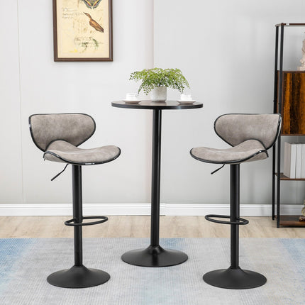 Adjustable faux leather barstools - set of 2 with footrests