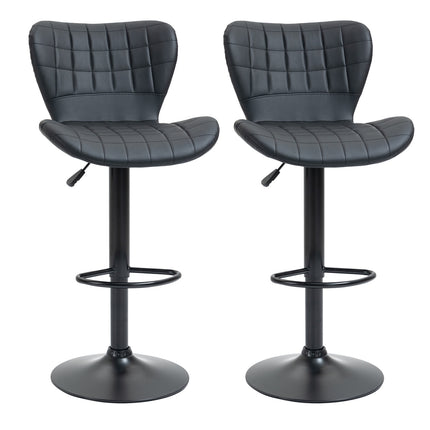Black swivel bar stools Set of 2 with backrest, PU cover