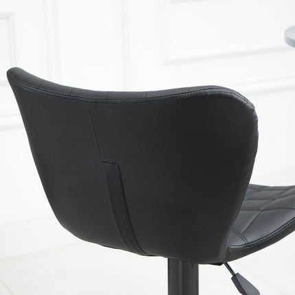 Black swivel bar stools Set of 2 with backrest, PU cover