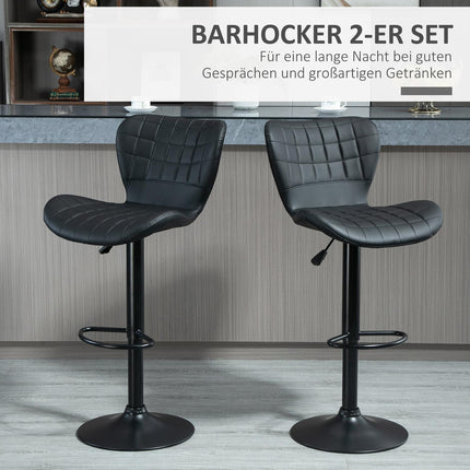 Black swivel bar stools Set of 2 with backrest, PU cover