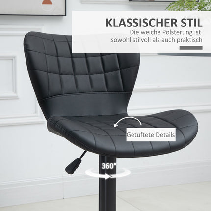 Black swivel bar stools Set of 2 with backrest, PU cover