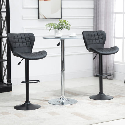 Black swivel bar stools Set of 2 with backrest, PU cover