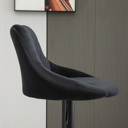 Adjustable Bar Stools Set of 2 with Backrest - Black Velvet