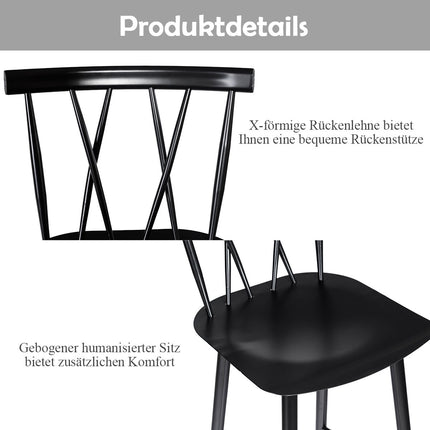 Bar Stools Set Of 2, Metal Backrest, 29.5-In Seat