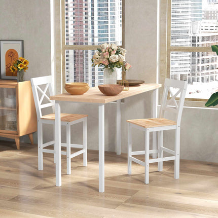 Bar Stools Set Of 2, Pine Wood, Backrest, Footrest