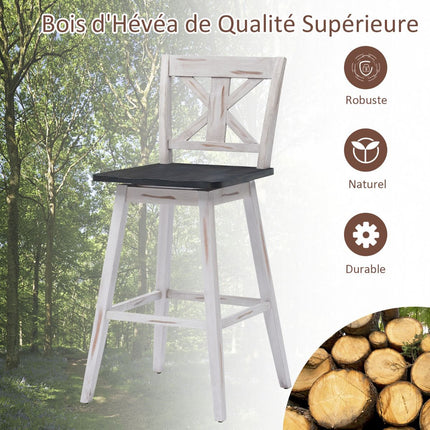 Bar Stools Set of 2, 360 Swivel, 29-Inch, White