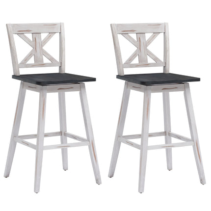 Bar Stools Set of 2, 360 Swivel, 29-Inch, White