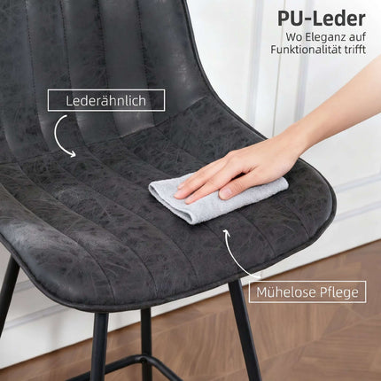 Bar Stools Set of 2, 68 cm, 360-Degree Swivel, Black, With Backrest