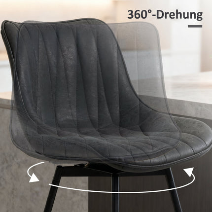 Bar Stools Set of 2, 68 cm, 360-Degree Swivel, Black, With Backrest
