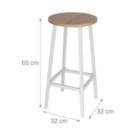 Bar Stools Set of 2, MDF Seat, Metal Frame