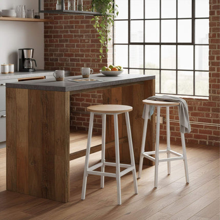 Bar Stools Set of 2, MDF Seat, Metal Frame