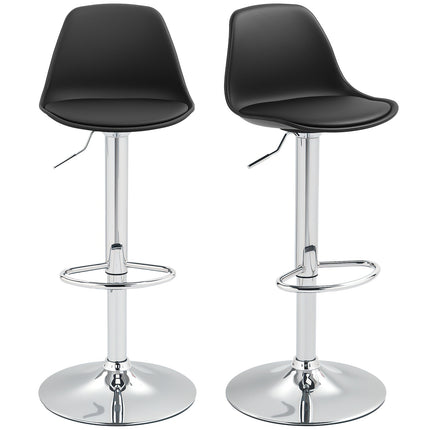 Adjustable bar stools Set of 2, synthetic leather, black