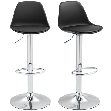 Adjustable bar stools Set of 2, synthetic leather, black