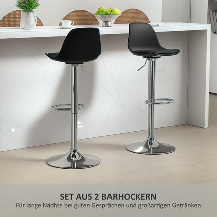 Adjustable bar stools Set of 2, synthetic leather, black