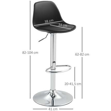 Adjustable bar stools Set of 2, synthetic leather, black