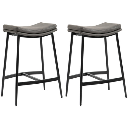 Bar Stools Set of 2, Padded Seats, Steel Frame