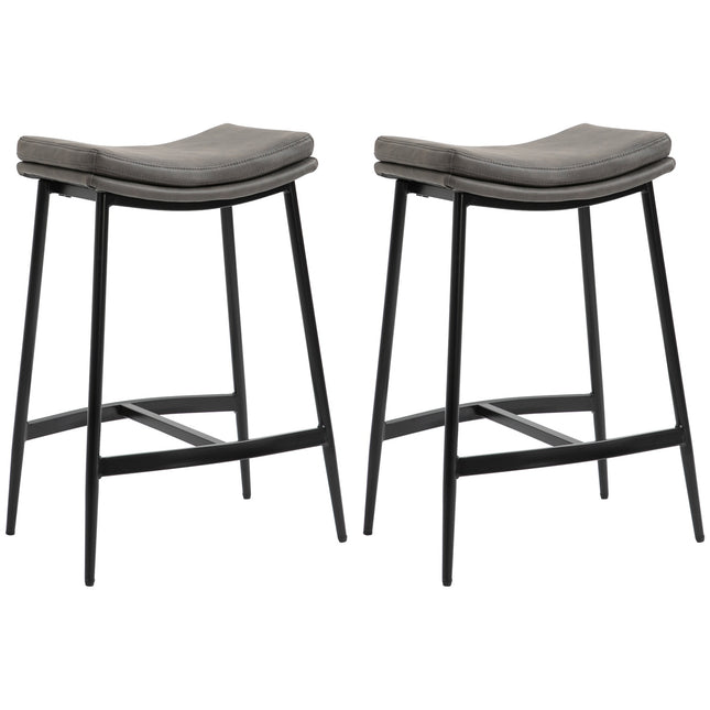 Bar Stools Set of 2, Padded Seats, Steel Frame