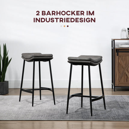 Bar Stools Set of 2, Padded Seats, Steel Frame
