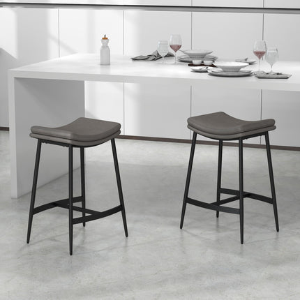 Bar Stools Set of 2, Padded Seats, Steel Frame