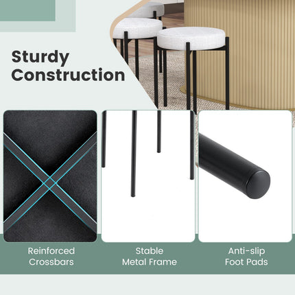Bar Stools Set of 4, Padded Stackable, Metal Legs – Light Gray