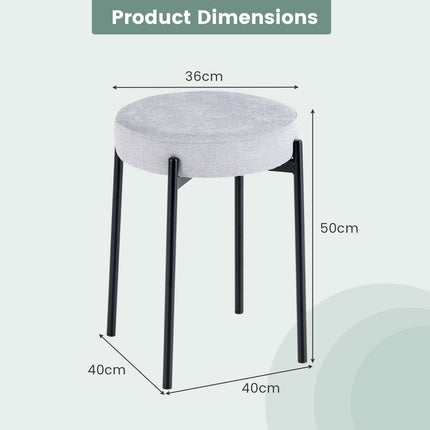 Bar Stools Set of 4, Padded Stackable, Metal Legs – Light Gray