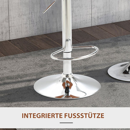 Adjustable black barstools with backrest, set of 2