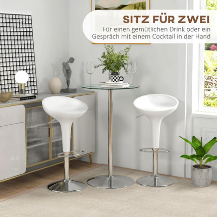 Bistro Bar table for 2 - Tempered glass, Ø60x102cm