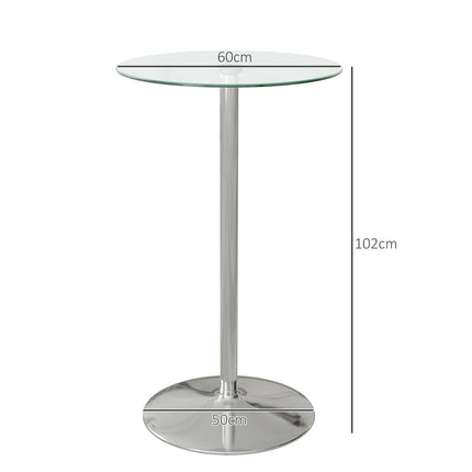 Bistro Bar table for 2 - Tempered glass, Ø60x102cm