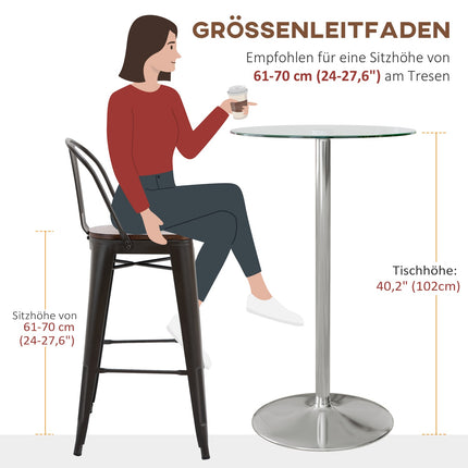Bistro Bar table for 2 - Tempered glass, Ø60x102cm