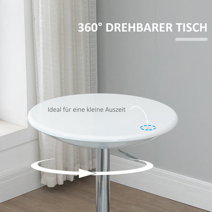 Bar table, Adjustable Height, White metal, Ø61 X 76-97 Cm