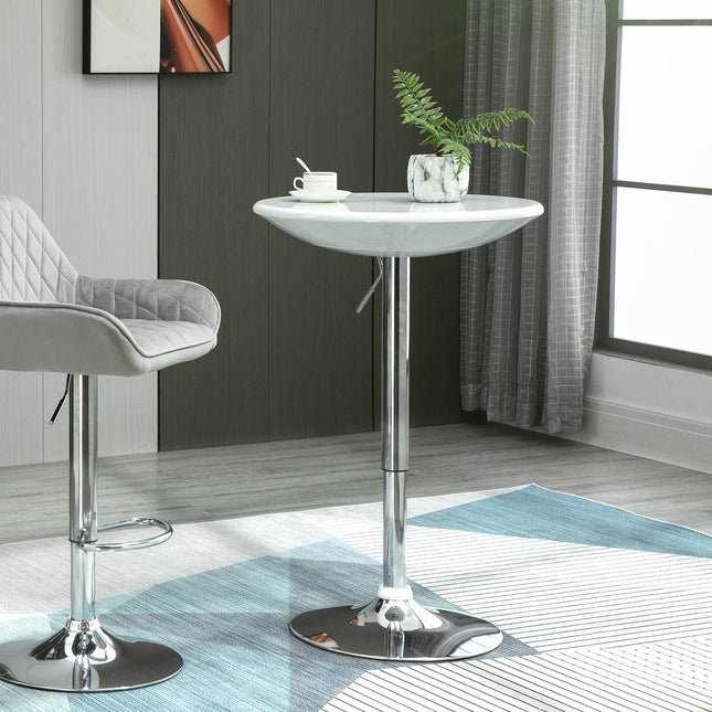Bar table, Adjustable Height, White metal, Ø61 X 76-97 Cm