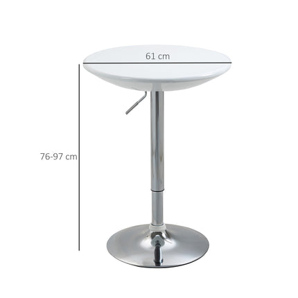 Bar table, Adjustable Height, White metal, Ø61 X 76-97 Cm