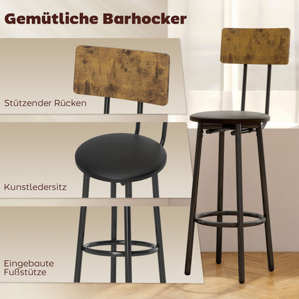 Bar Table Set, 3-Piece, Faux Leather, Brown