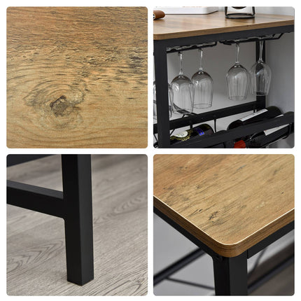 3-piece bar table set, natural chipboard and steel