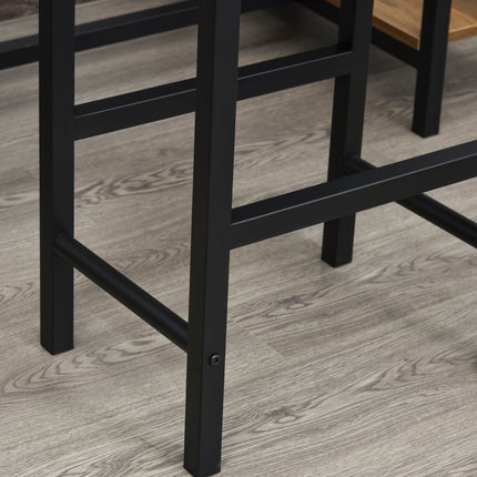 3-piece bar table set, natural chipboard and steel