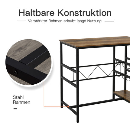 3-piece bar table set, natural chipboard and steel