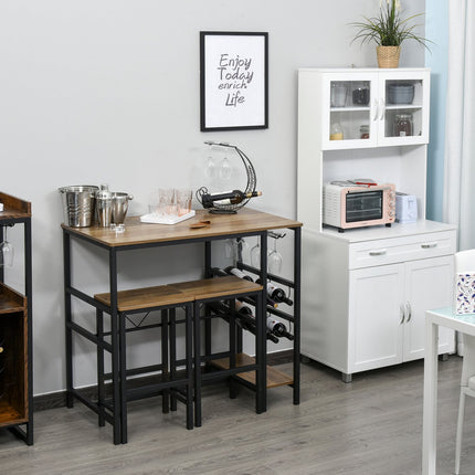 3-piece bar table set, natural chipboard and steel