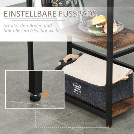 3-piece rustic bar table set with shelves, steel frame