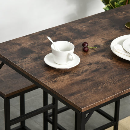 5-piece rustic brown bar table set with 4 stools
