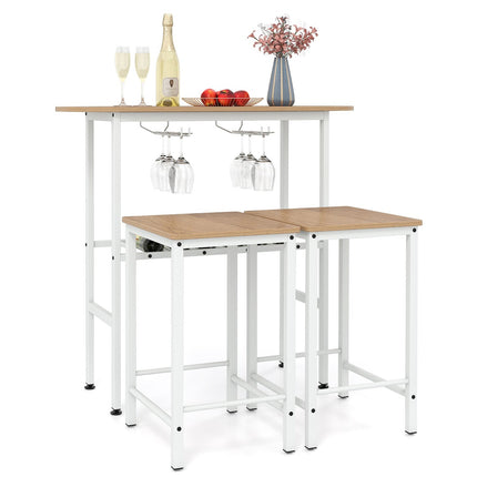 Bar Table Set for 2 with Wine Glass & Bottle Holders