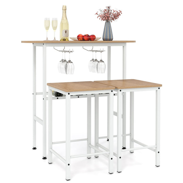 Bar Table Set for 2 with Wine Glass & Bottle Holders