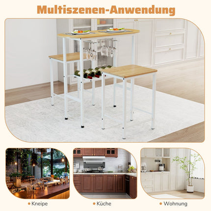 Bar Table Set for 2 with Wine Glass & Bottle Holders