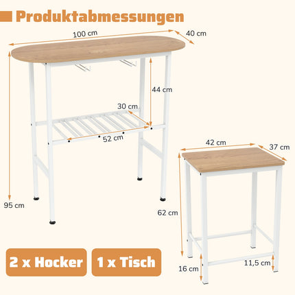 Bar Table Set for 2 with Wine Glass & Bottle Holders