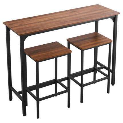 Bar Table Set with 2 Stools, Rustic Brown, 47-Inch
