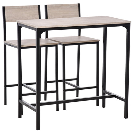 3-piece bar table set with two chairs, natural MDF