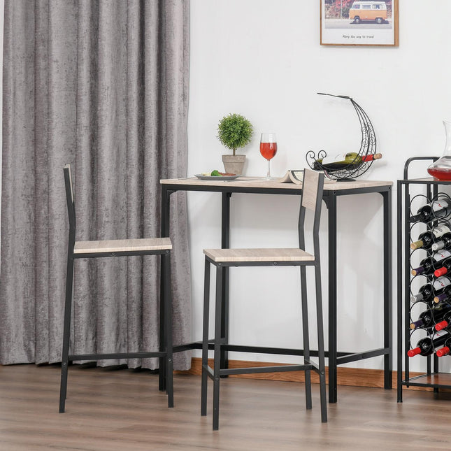 3-piece bar table set with two chairs, natural MDF