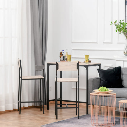 3-piece bar table set with two chairs, natural MDF