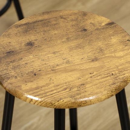 Industrial bar table set with 4 stools, rustic brown
