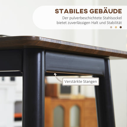 Industrial bar table with metal frame - walnut, 118x58x108cm